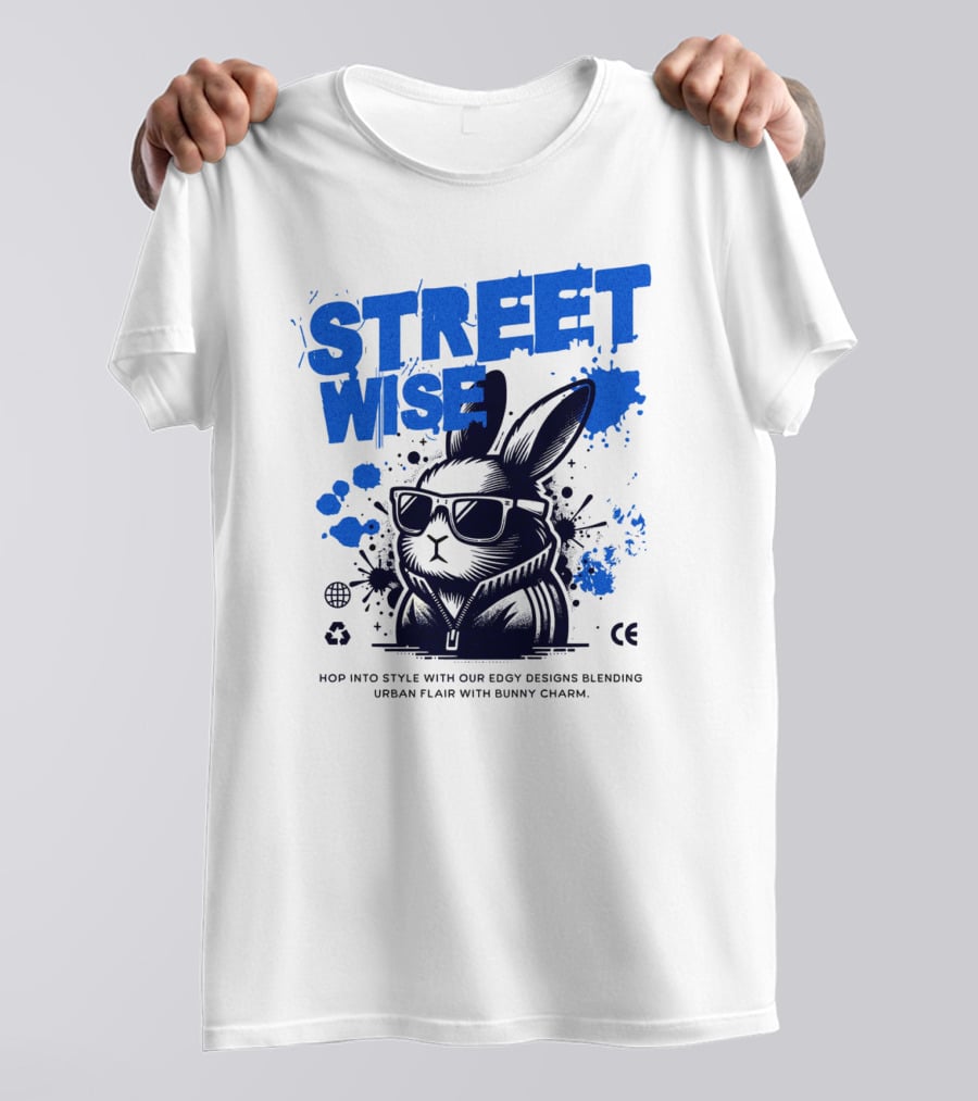 STREET WISE Urban Flair Bunny Charm Hip Hop T-Shirt