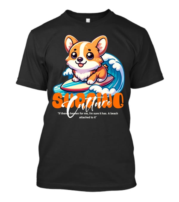 Surfing Culture Corgi On Surfboard With Wave T-Shirt