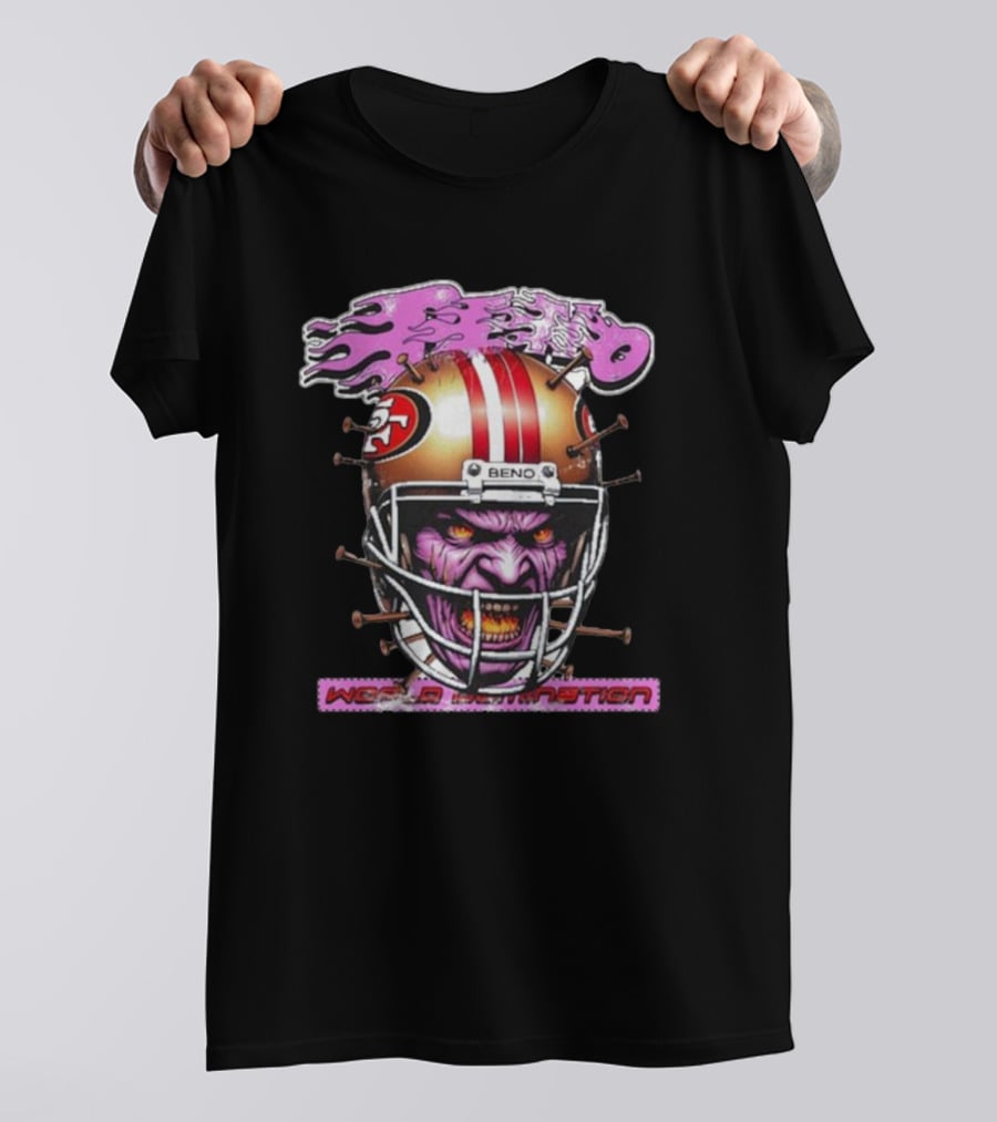 Beno World Domination Nin3Rs Football Helmet Creature T-Shirt