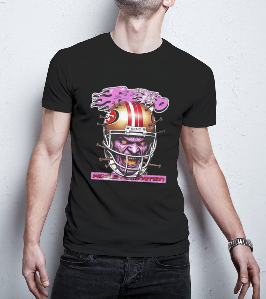 Beno World Domination Nin3Rs Football Helmet Creature T-Shirt