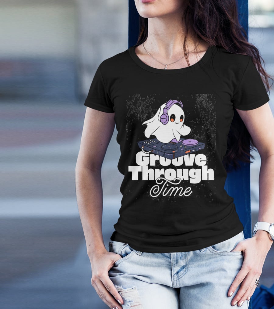 Groove Through Time Ghost DJ On Turntable T-Shirt