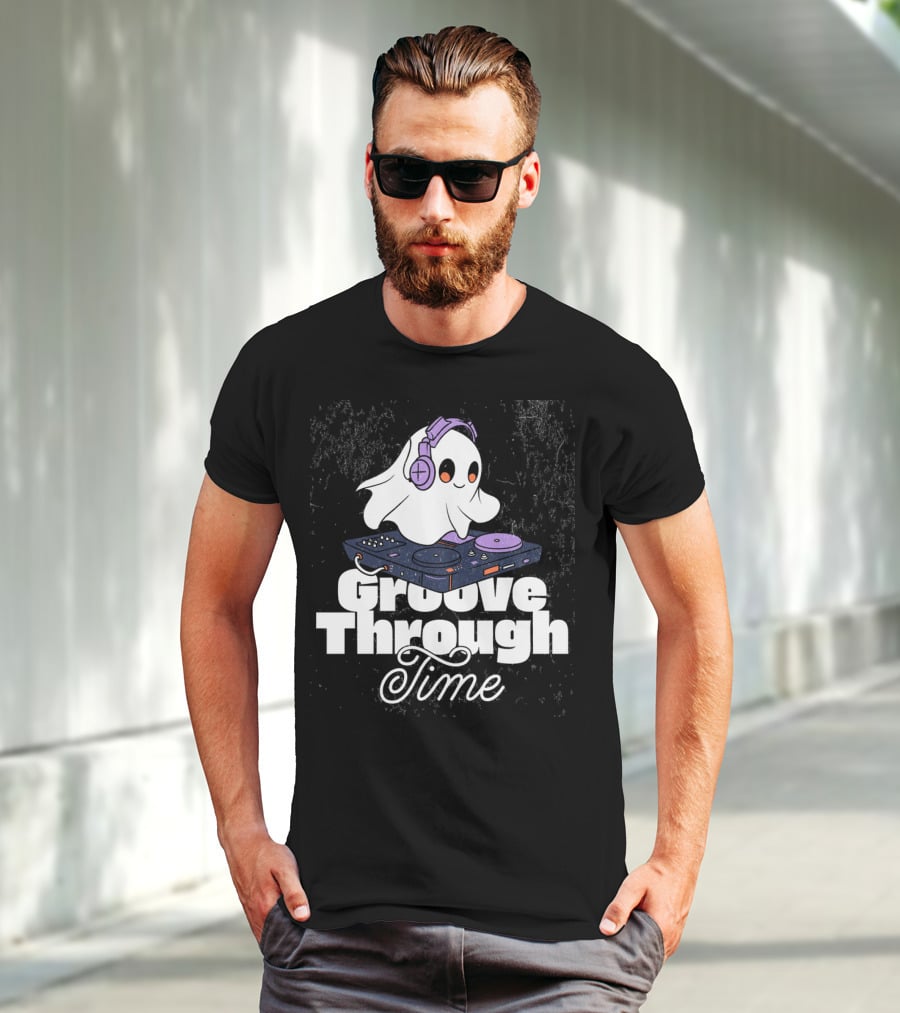 Groove Through Time Ghost DJ On Turntable T-Shirt
