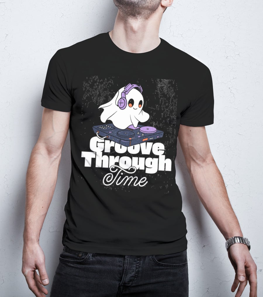 Groove Through Time Ghost DJ On Turntable T-Shirt