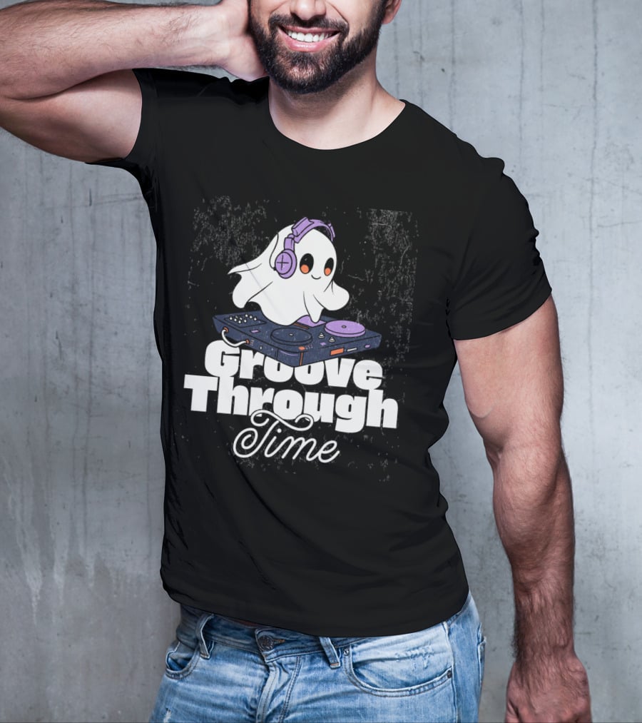 Groove Through Time Ghost DJ On Turntable T-Shirt