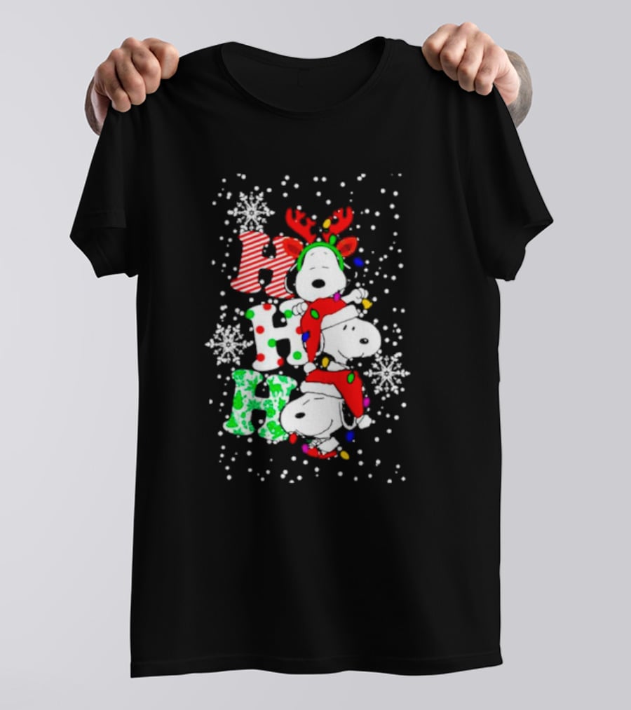 Ho Ho Ho Snoopy Christmas Reindeer Santa Snowflakes T-Shirt