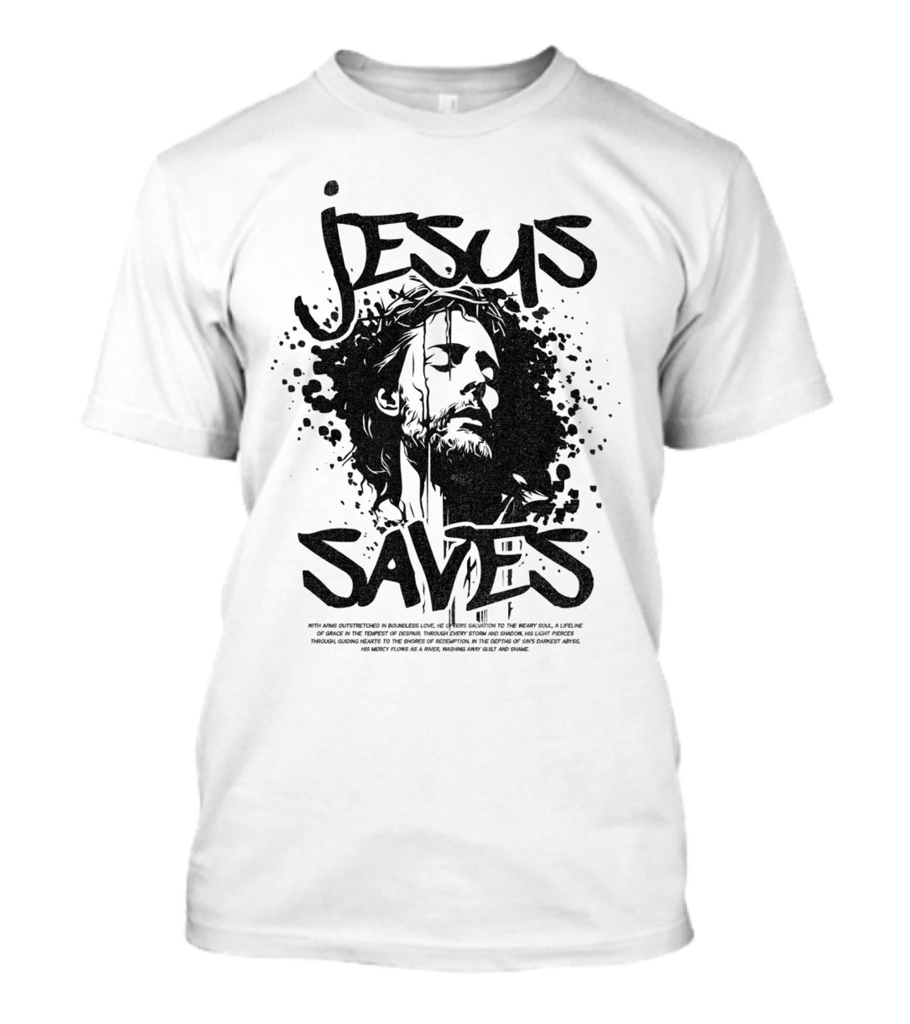 Jesus Saves Portrait With Crown Of Thorns T-Shirt