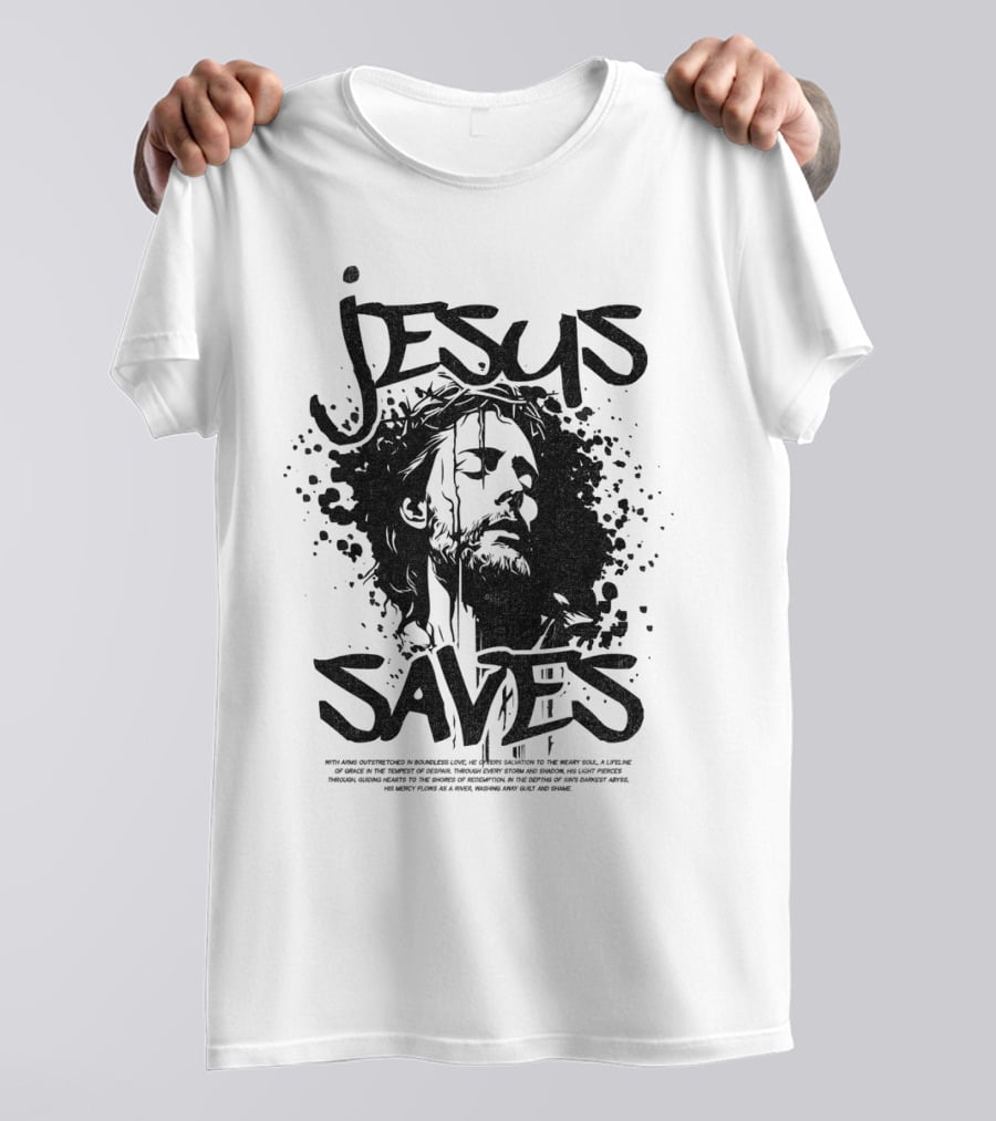 Jesus Saves Portrait With Crown Of Thorns T-Shirt