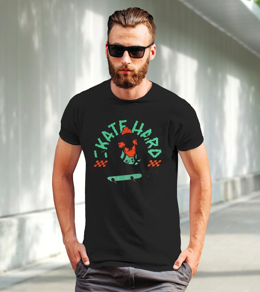 SKATE HARD LIVE FREE Skull Skateboard T-Shirt