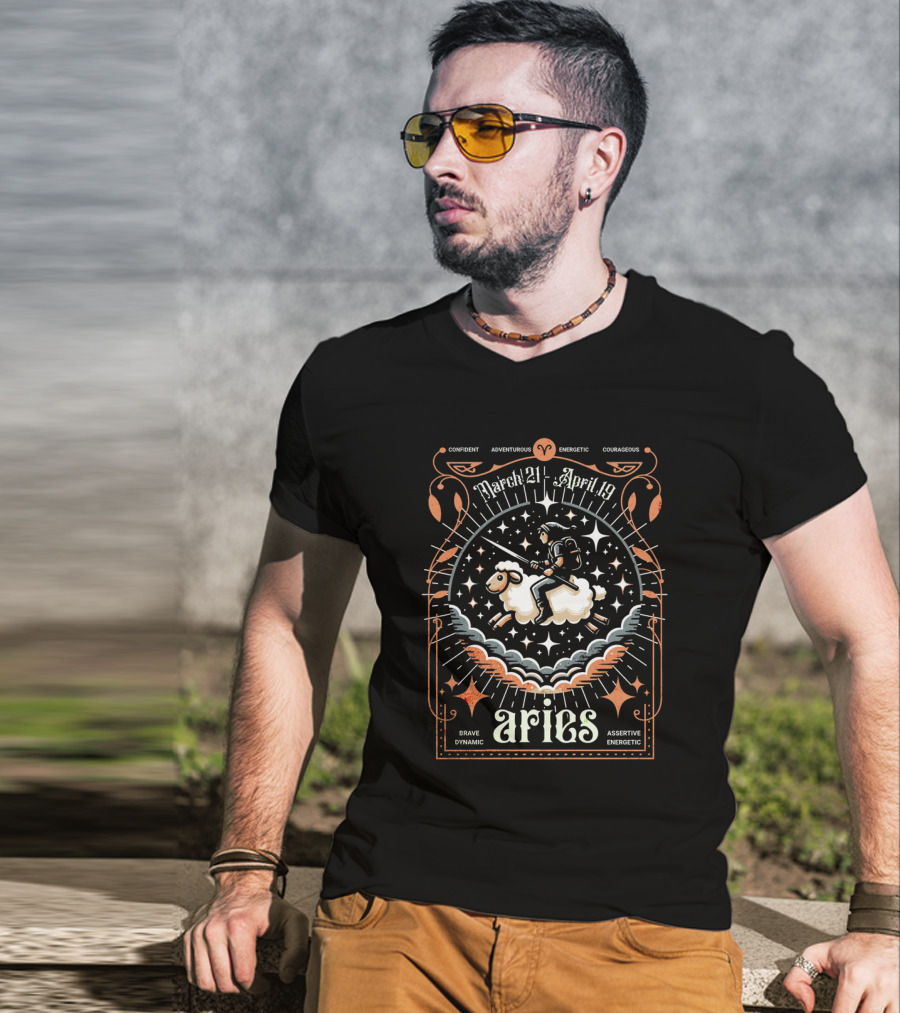 Confident Adventurous Aries Zodiac March 21 April 19 Energetic Courageous Brave Dynamic Assertive Energetic T-Shirt