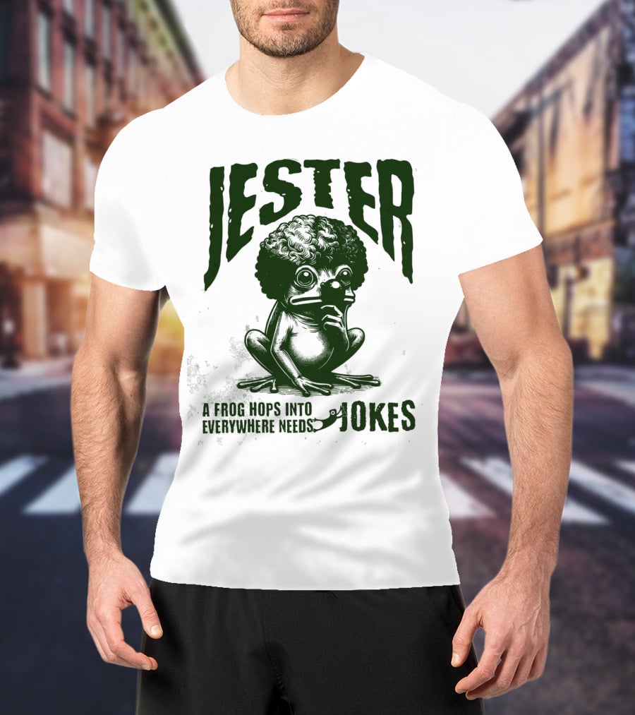 Jester Frog Hops Into Everywhere Needs Jokes T-Shirt