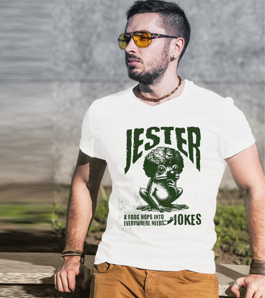 Jester Frog Hops Into Everywhere Needs Jokes T-Shirt