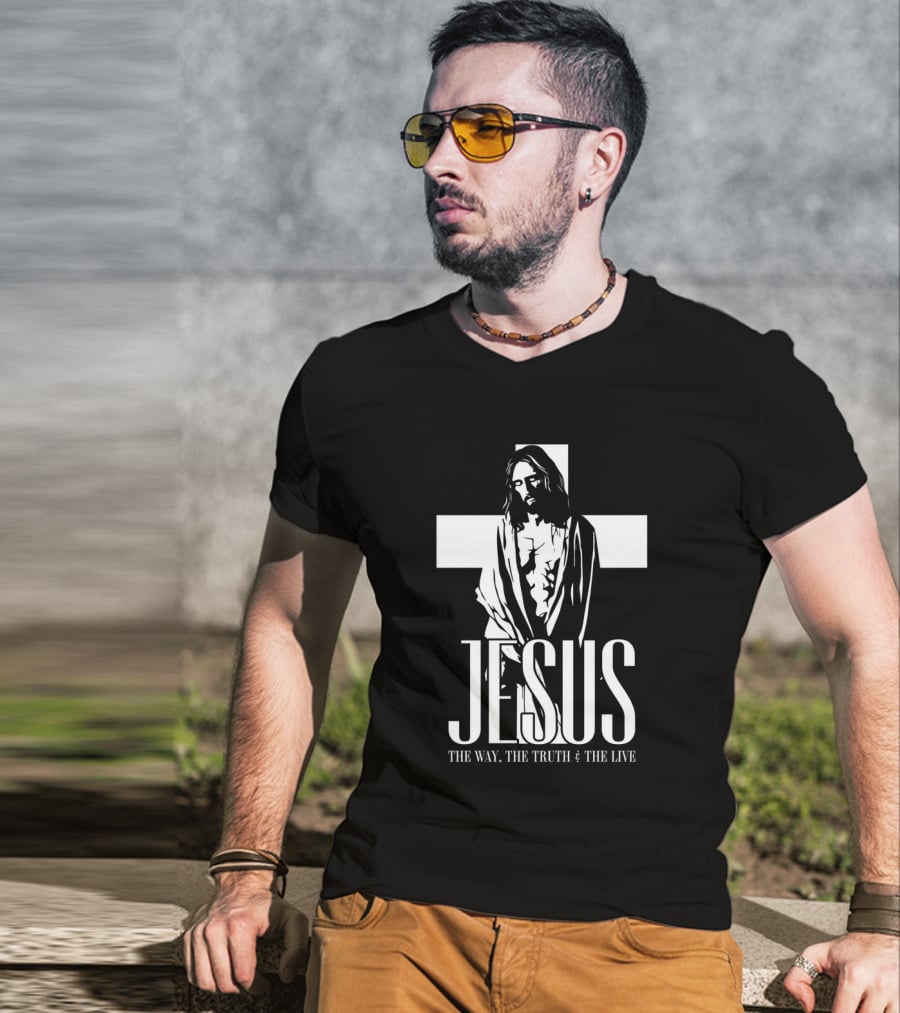 Jesus The Way The Truth And The Life Cross T-Shirt