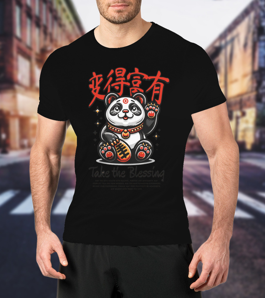 Maneki Panda Take The Blessing T-Shirt