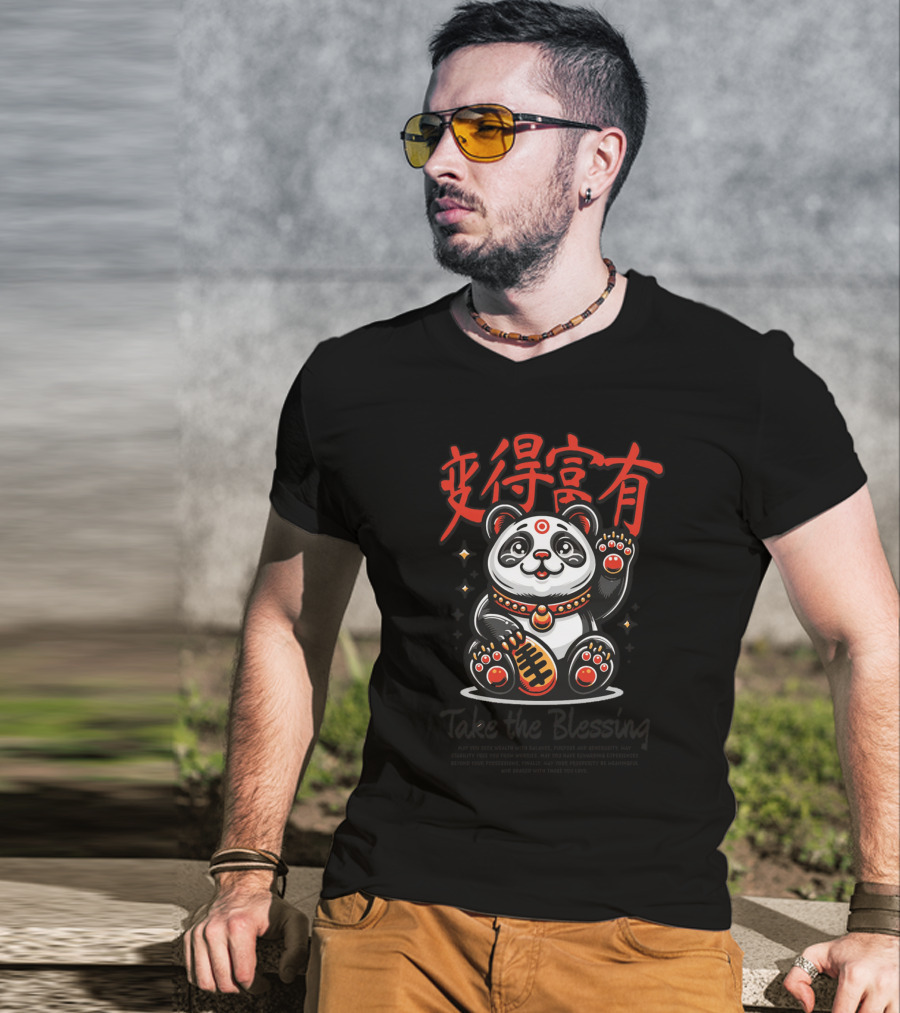 Maneki Panda Take The Blessing T-Shirt