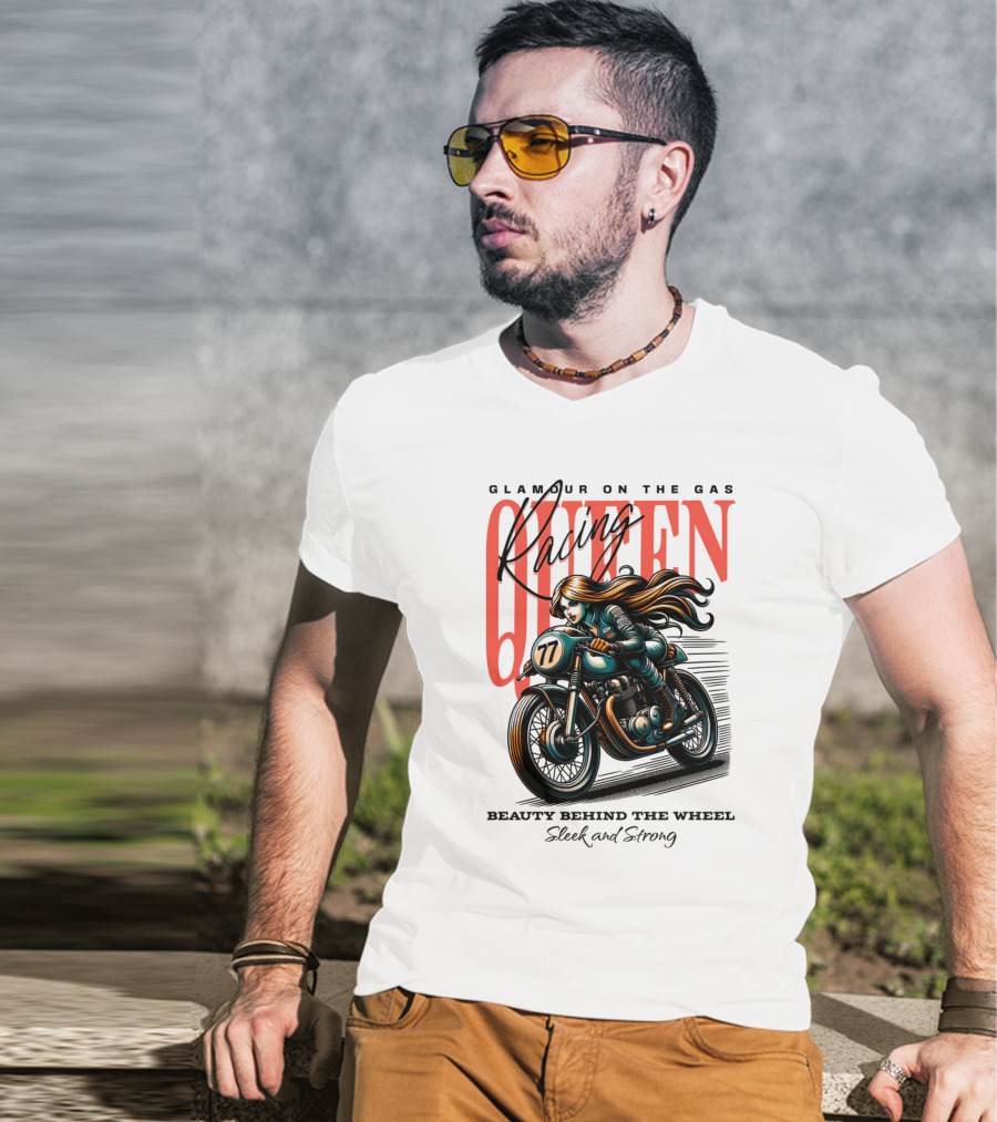 Glamour On The Gas Racing Queen Beauty Behind The Wheel Sleek And Strong T-Shirt
