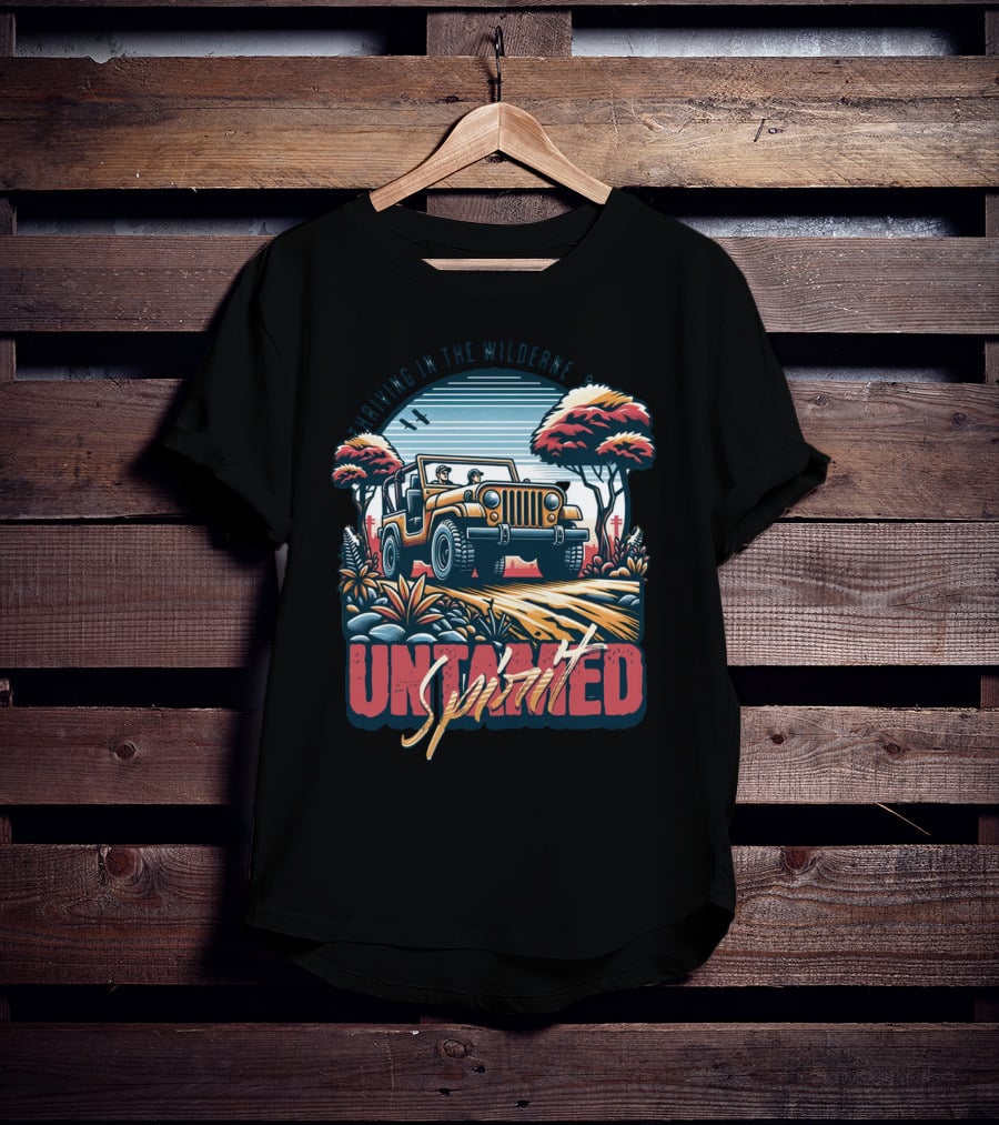 Riding In The Wilderness Untamed Spirit Adventure Jeep T-Shirt