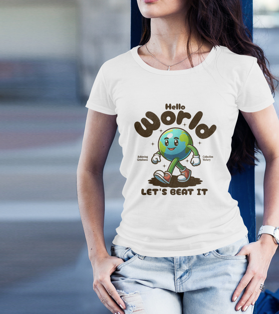 Hello World Earth Walking Let's Beat It T-Shirt