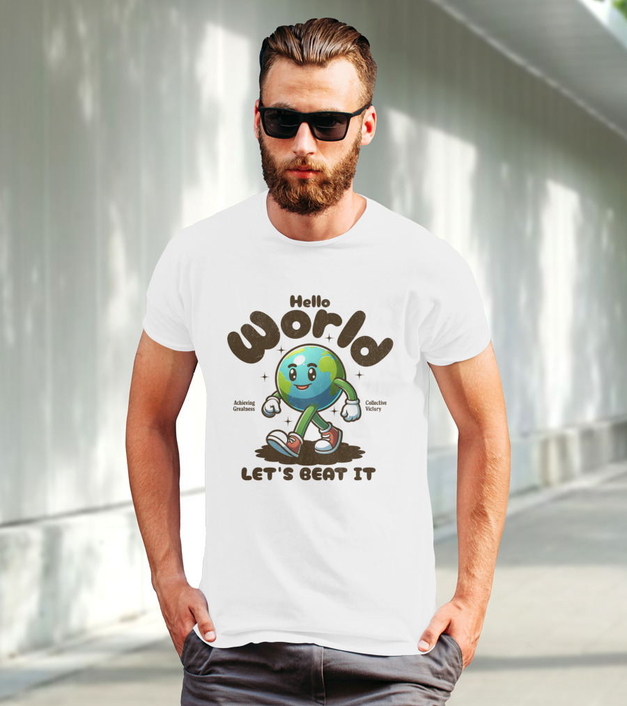 Hello World Earth Walking Let's Beat It T-Shirt