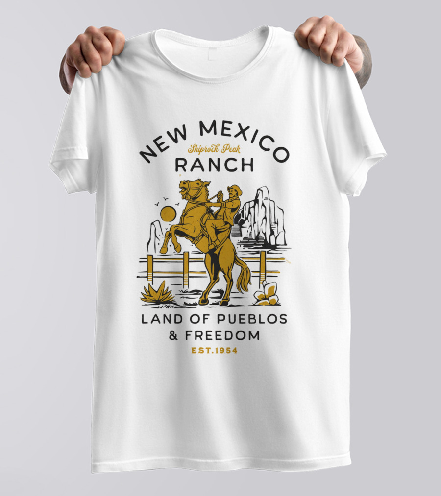 New Mexico Ranch Shiprock Peak Land Of Pueblos And Freedom Est. 1954 T-Shirt