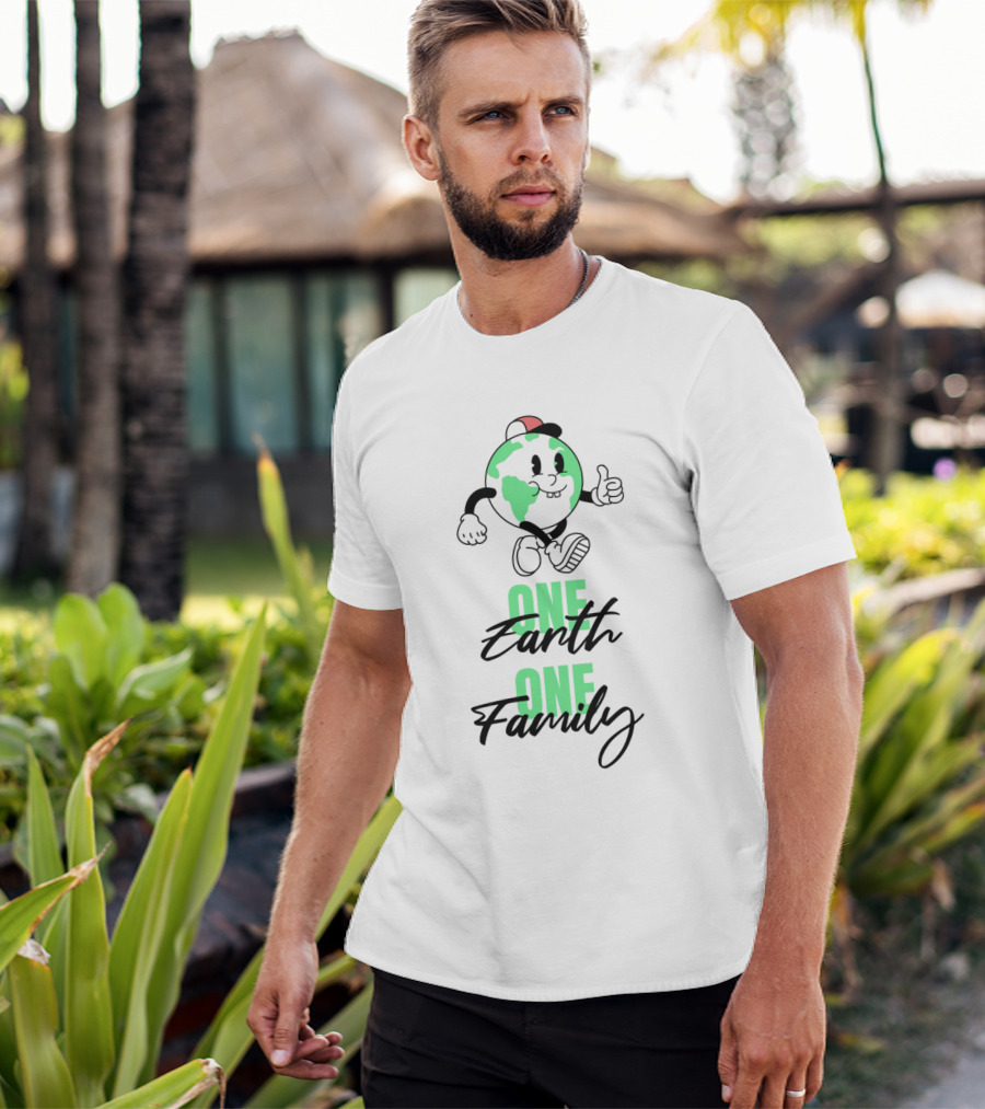 ONE EARTH ONE FAMILY Earth Character Thumbs Up T-Shirt