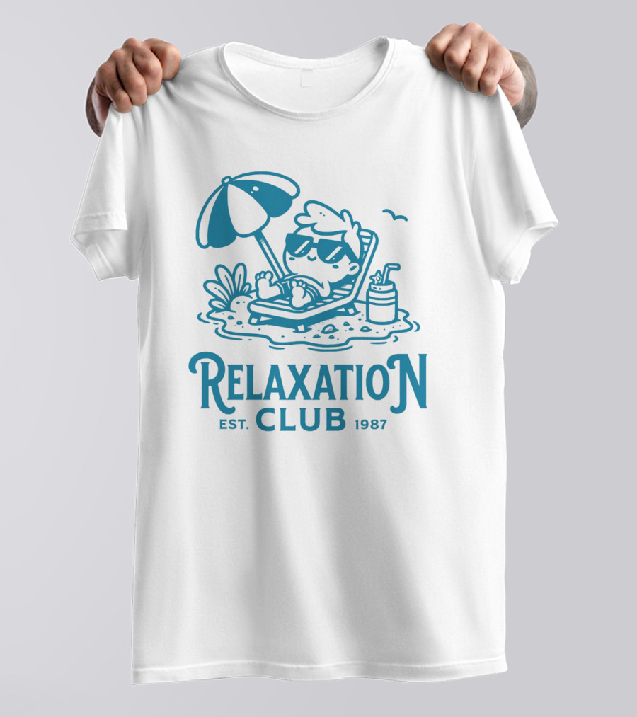 Relaxation Club Est. 1987 Sunglasses Lounge Chair Umbrella Drink T-Shirt