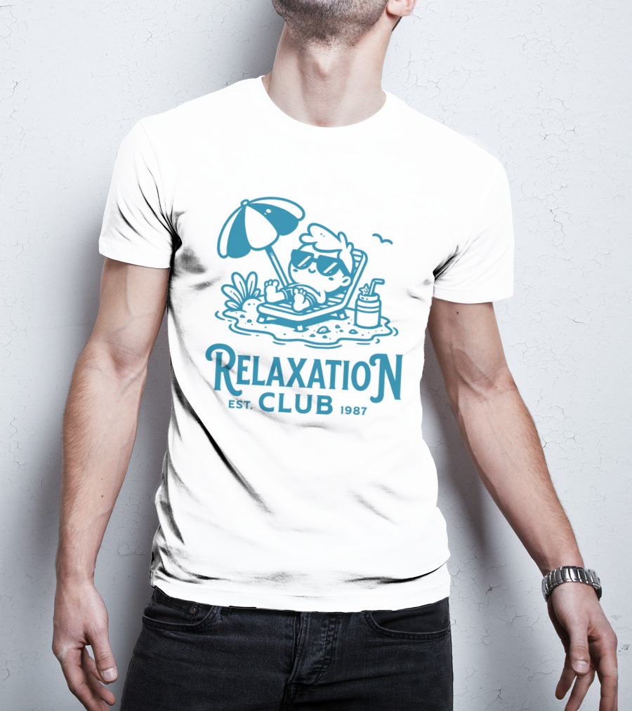 Relaxation Club Est. 1987 Sunglasses Lounge Chair Umbrella Drink T-Shirt