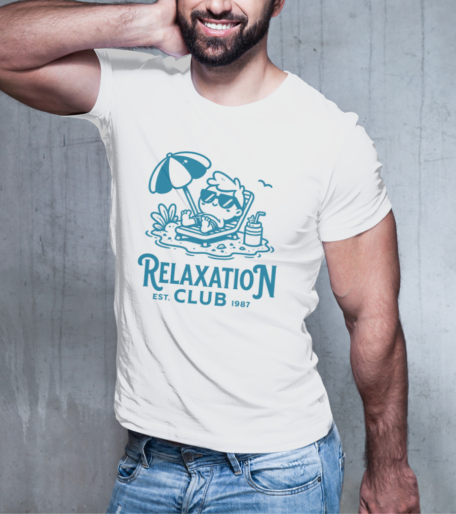Relaxation Club Est. 1987 Sunglasses Lounge Chair Umbrella Drink T-Shirt