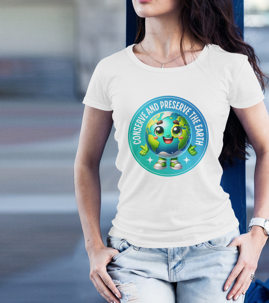 Conserve And Preserve The Earth Retro Earth Day Celebration Mascot T-Shirt