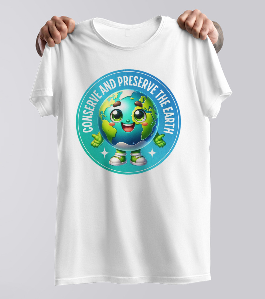 Conserve And Preserve The Earth Retro Earth Day Celebration Mascot T-Shirt