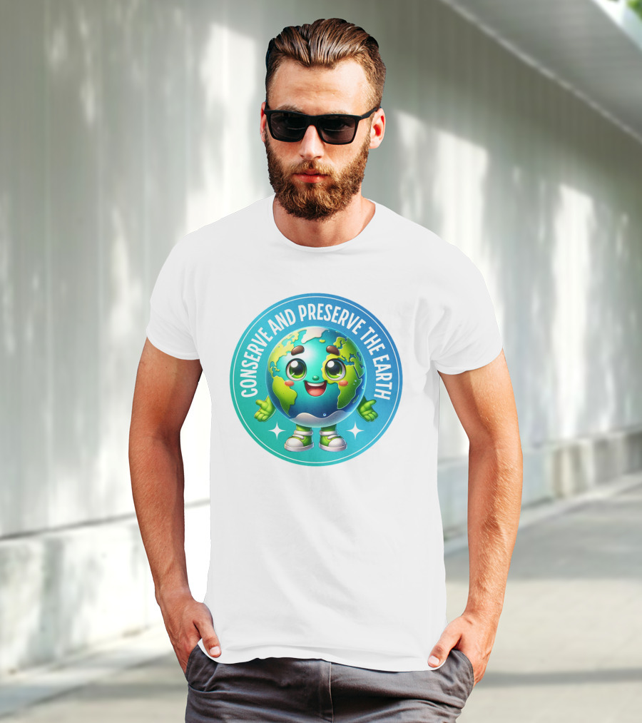 Conserve And Preserve The Earth Retro Earth Day Celebration Mascot T-Shirt