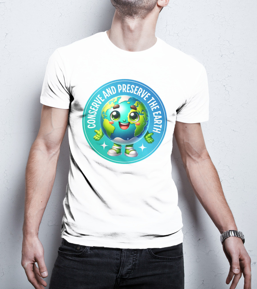 Conserve And Preserve The Earth Retro Earth Day Celebration Mascot T-Shirt