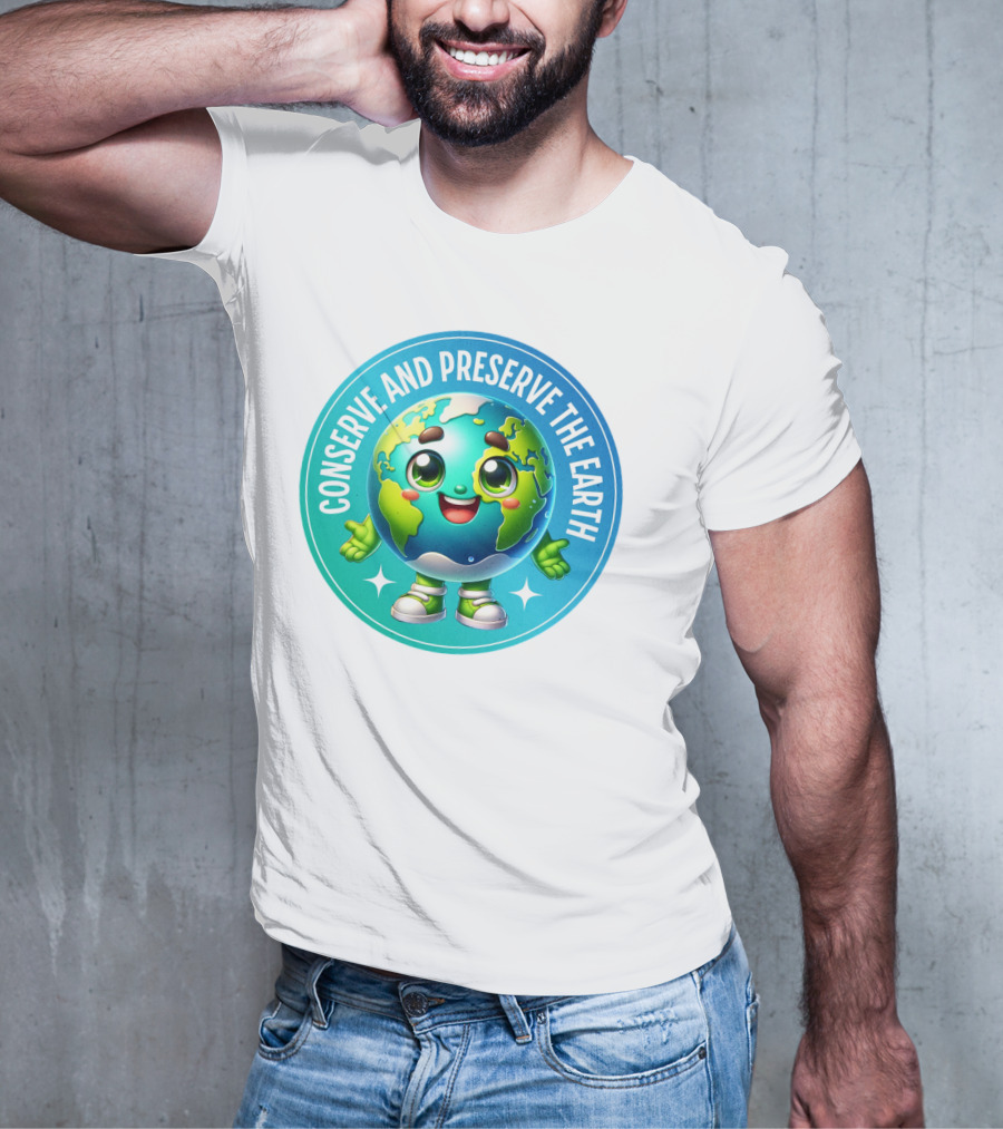 Conserve And Preserve The Earth Retro Earth Day Celebration Mascot T-Shirt