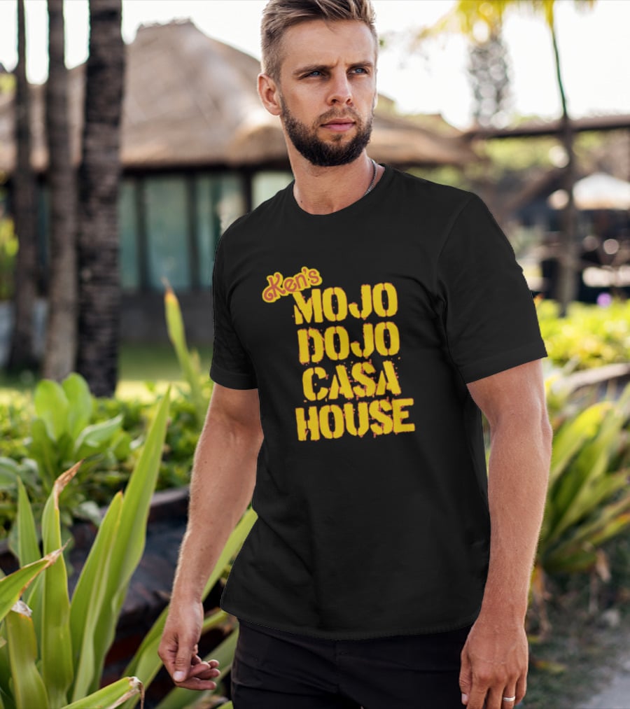 Ken's Mojo Dojo Casa House Yellow Grunge Text T-Shirt