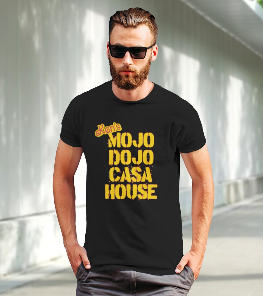 Ken's Mojo Dojo Casa House Yellow Grunge Text T-Shirt