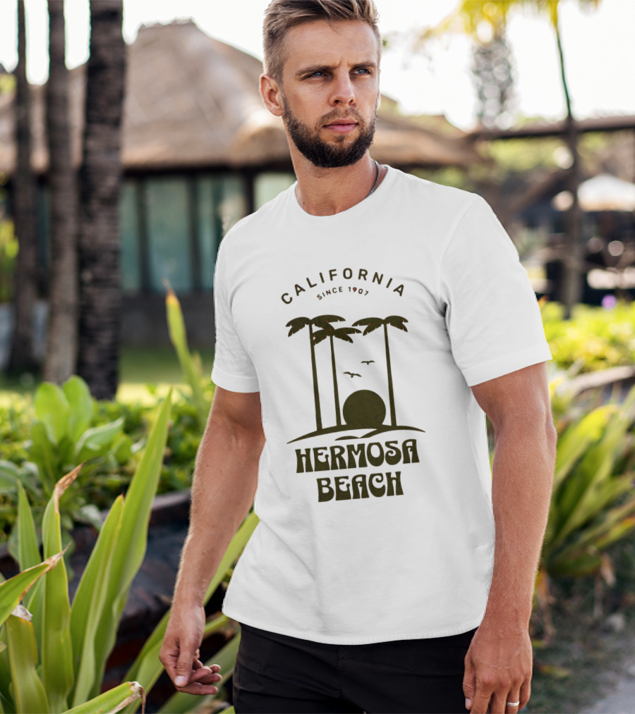 Hermosa Beach California Since 1907 Palm Trees Sunset T-Shirt