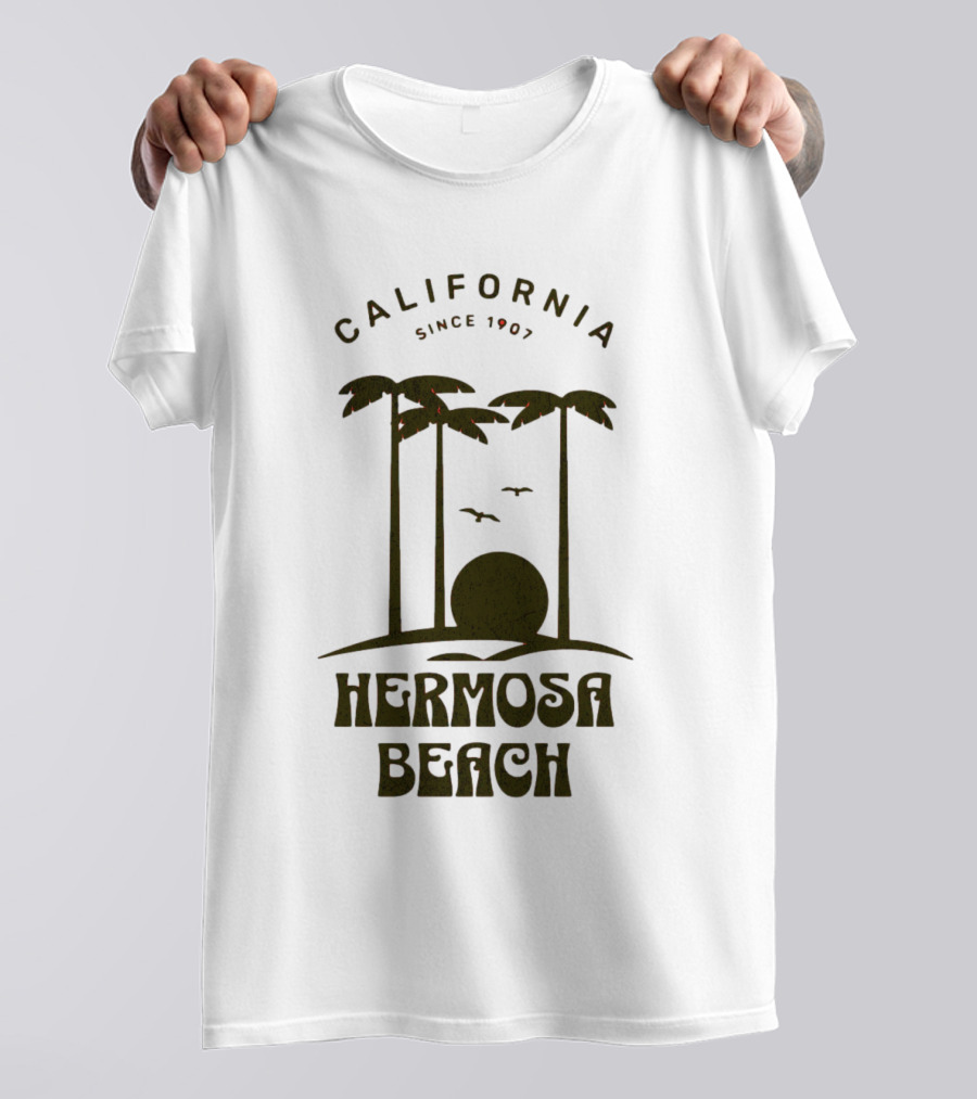 Hermosa Beach California Since 1907 Palm Trees Sunset T-Shirt