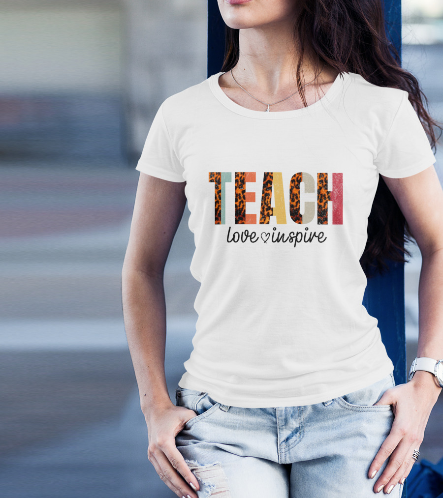 TEACH Leopard Love Inspire T-Shirt