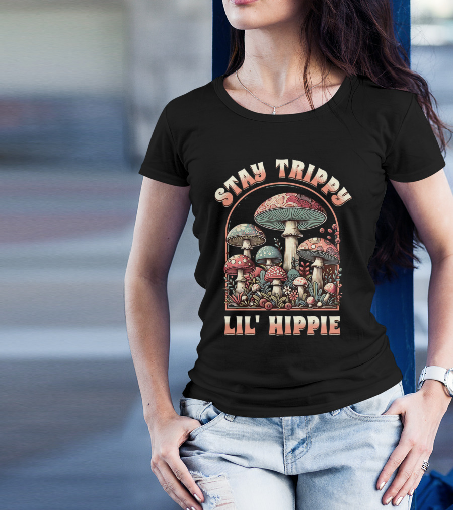 Stay Trippy Lil' Hippie Boho Groovy Mushroom T-Shirt