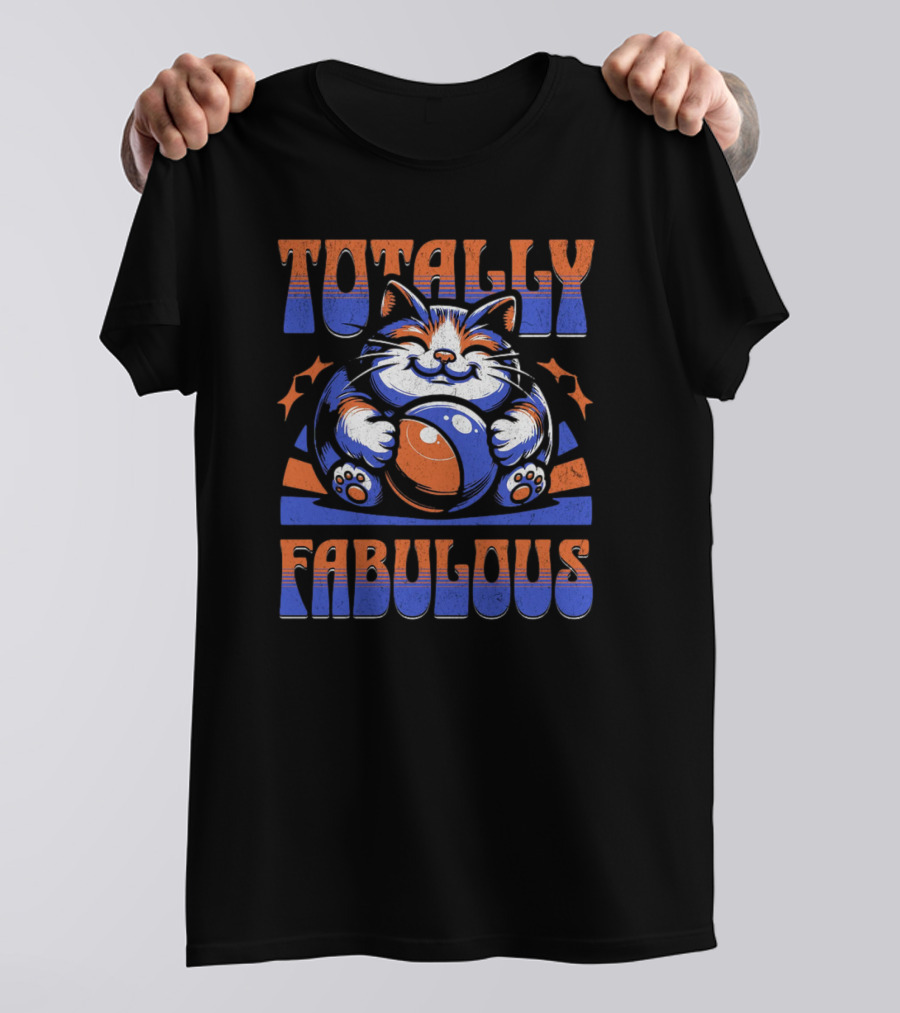 Totally Fabulous Cat With Beach Ball And Stars T-Shirt