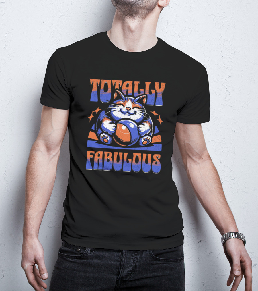 Totally Fabulous Cat With Beach Ball And Stars T-Shirt