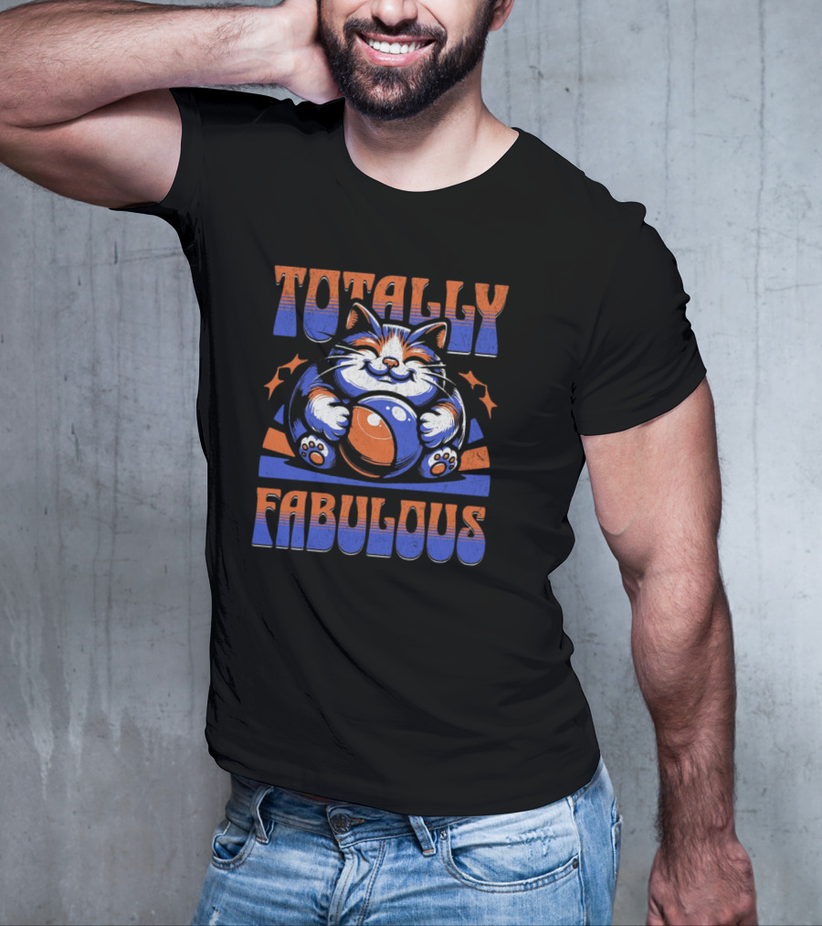 Totally Fabulous Cat With Beach Ball And Stars T-Shirt