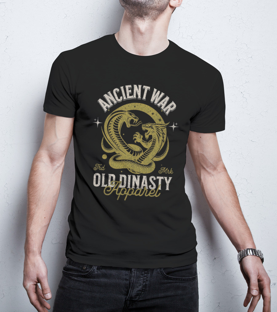 Ancient War Old Dinasty Apparel Dragon And Snake Fighting T-Shirt