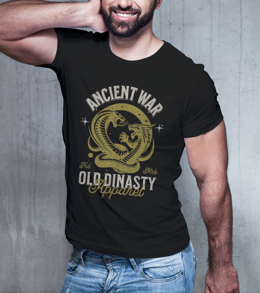 Ancient War Old Dinasty Apparel Dragon And Snake Fighting T-Shirt