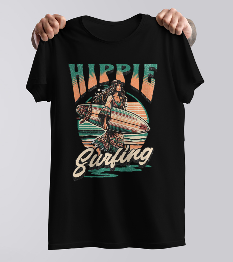 Hippie Surfing Retro Wave Sunset Vibes T-Shirt