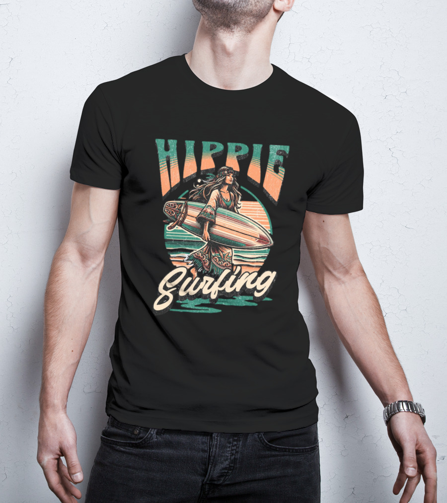 Hippie Surfing Retro Wave Sunset Vibes T-Shirt