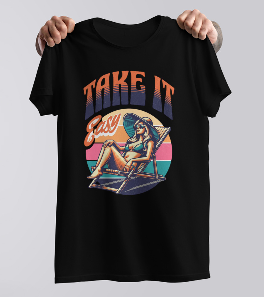 Take It Easy Summer Beach Retro Sunbathing Vibes T-Shirt