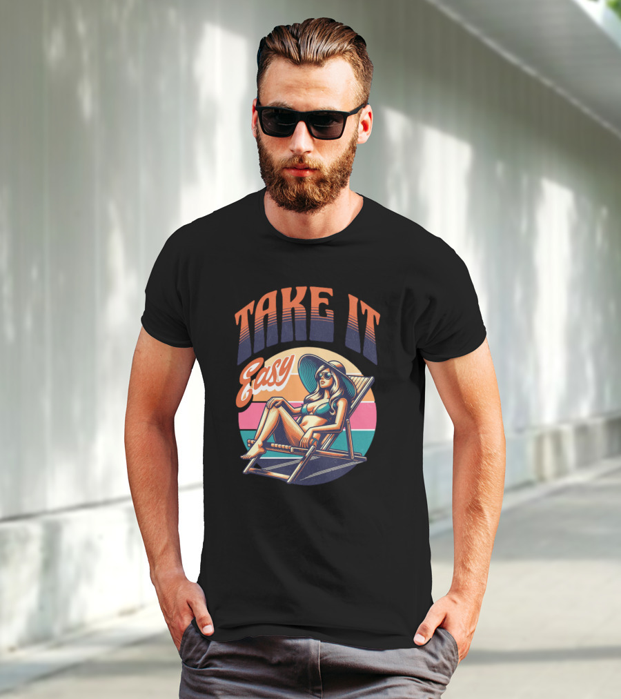 Take It Easy Summer Beach Retro Sunbathing Vibes T-Shirt