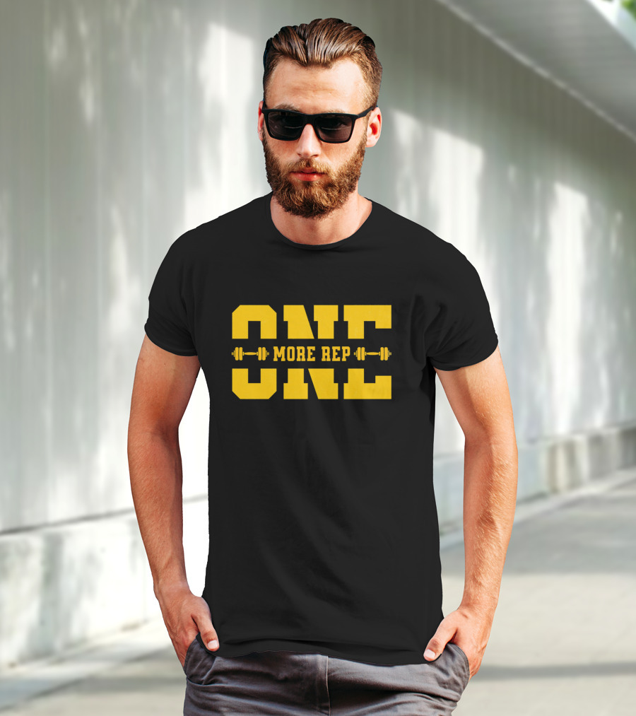 ONE MORE REP Barbell Motivational Fitness T-Shirt