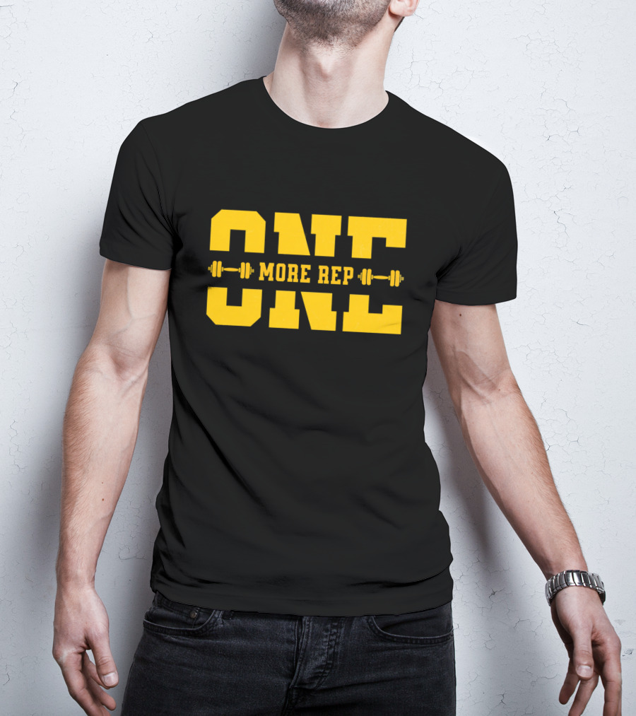 ONE MORE REP Barbell Motivational Fitness T-Shirt