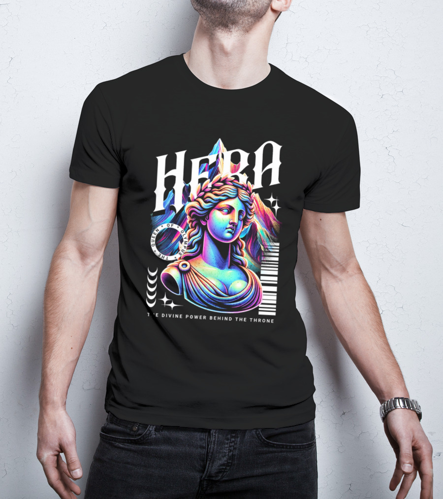 Hera Queen Of Olympus Neon Y2K The Divine Power Behind The Throne T-Shirt